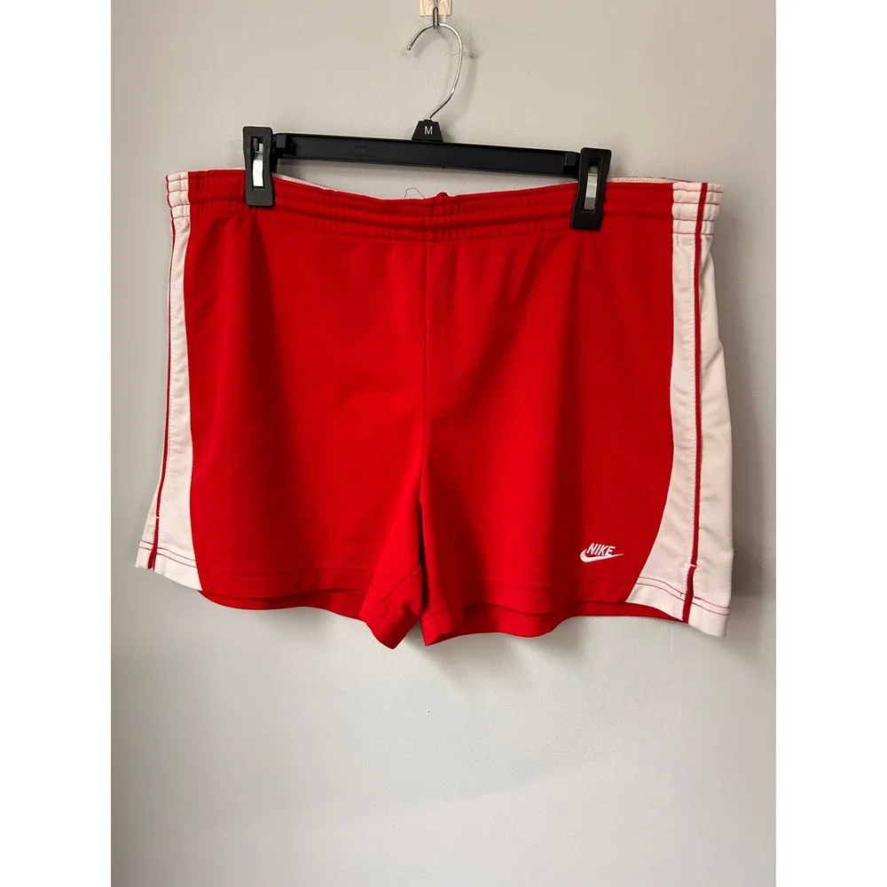 Nike Red White Athletic Shorts Girls Large 12-14 Elastic Waist 228573-611